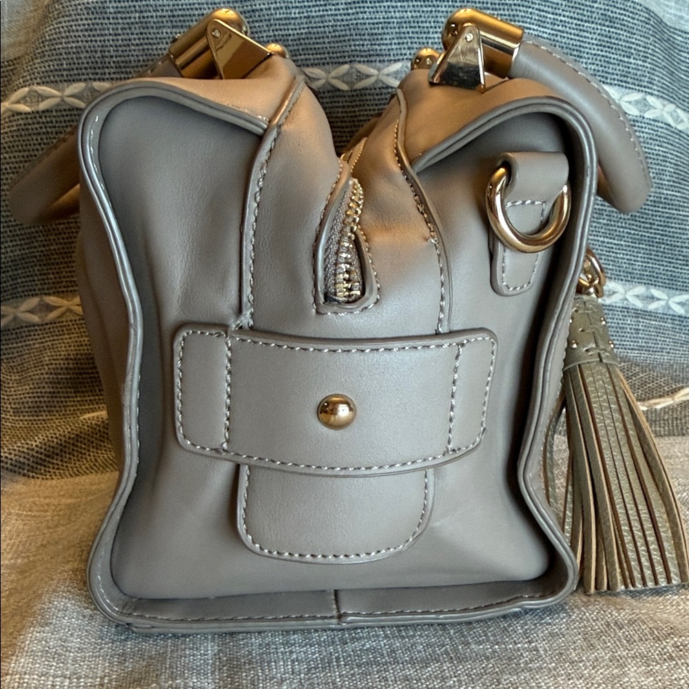 Bebe Taupe Satchel with Tassel Accent - Picture 5 of 7